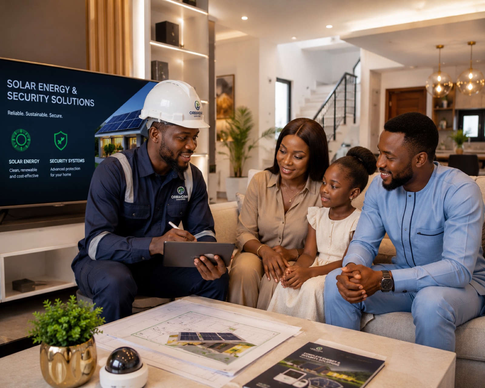 Orbandah engineer consulting with Nigerian family